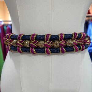 Vintage Nautical‎ Rope Belt Disco Ball Gold Boho Festival Mermaidcore Statement